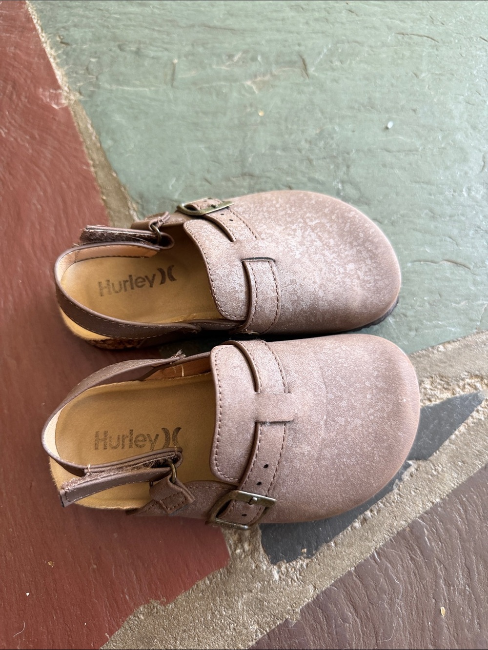 Hurley Kids Brown Suede-Style Slip-On Clogs with Buckle
